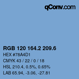 カラーコード: RGB 120 164.2 209.6 | qconv.com