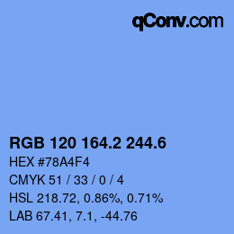 カラーコード: RGB 120 164.2 244.6 | qconv.com