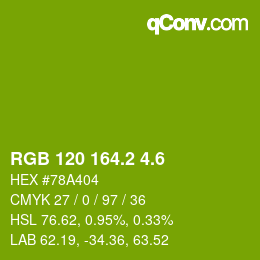 カラーコード: RGB 120 164.2 4.6 | qconv.com