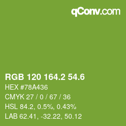 カラーコード: RGB 120 164.2 54.6 | qconv.com