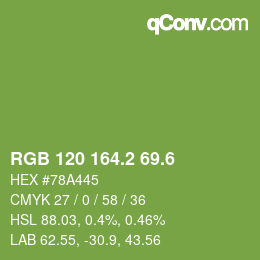 カラーコード: RGB 120 164.2 69.6 | qconv.com