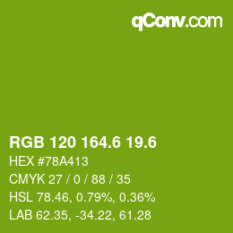 カラーコード: RGB 120 164.6 19.6 | qconv.com