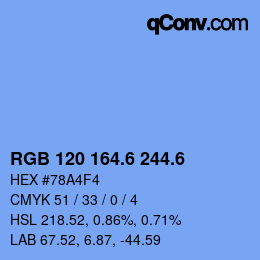 カラーコード: RGB 120 164.6 244.6 | qconv.com