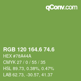 カラーコード: RGB 120 164.6 74.6 | qconv.com
