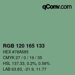 カラーコード: RGB 120 165 133 | qconv.com