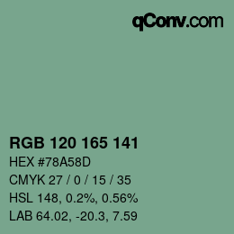 颜色代码: RGB 120 165 141 | qconv.com