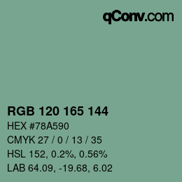 Color code: RGB 120 165 144 | qconv.com