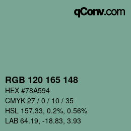 Farbcode: RGB 120 165 148 | qconv.com