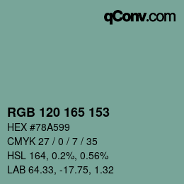 Código de color: RGB 120 165 153 | qconv.com