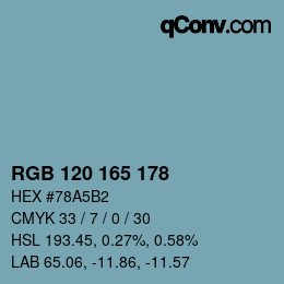 Color code: RGB 120 165 178 | qconv.com