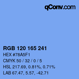 カラーコード: RGB 120 165 241 | qconv.com