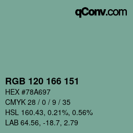 颜色代码: RGB 120 166 151 | qconv.com