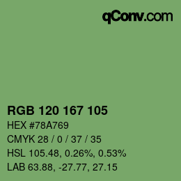 Color code: RGB 120 167 105 | qconv.com