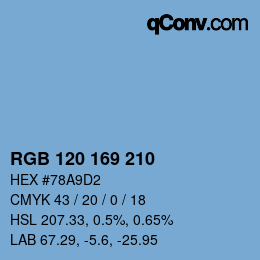 Color code: RGB 120 169 210 | qconv.com