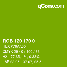 Color code: RGB 120 170 0 | qconv.com