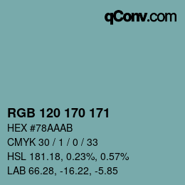 カラーコード: RGB 120 170 171 | qconv.com