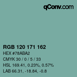 カラーコード: RGB 120 171 162 | qconv.com