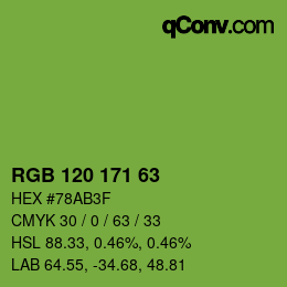 Color code: RGB 120 171 63 | qconv.com