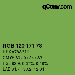 カラーコード: RGB 120 171 78 | qconv.com