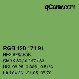 Color code: RGB 120 171 91 | qconv.com