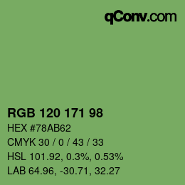 カラーコード: RGB 120 171 98 | qconv.com