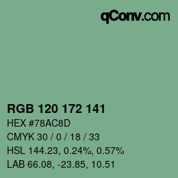カラーコード: RGB 120 172 141 | qconv.com