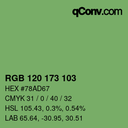 Color code: RGB 120 173 103 | qconv.com