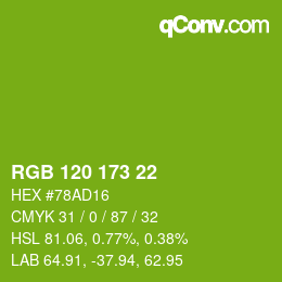 Color code: RGB 120 173 22 | qconv.com
