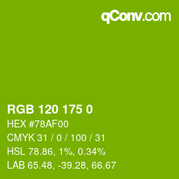Color code: RGB 120 175 0 | qconv.com