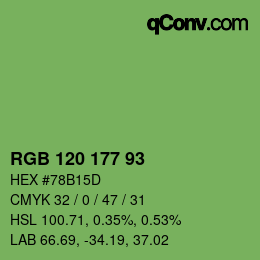 カラーコード: RGB 120 177 93 | qconv.com