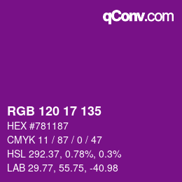 カラーコード: RGB 120 17 135 | qconv.com