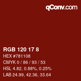 颜色代码: RGB 120 17 8 | qconv.com