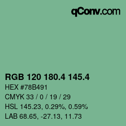 カラーコード: RGB 120 180.4 145.4 | qconv.com