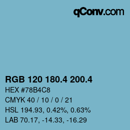 カラーコード: RGB 120 180.4 200.4 | qconv.com