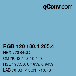 カラーコード: RGB 120 180.4 205.4 | qconv.com