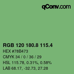 カラーコード: RGB 120 180.8 115.4 | qconv.com