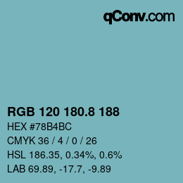 カラーコード: RGB 120 180.8 188 | qconv.com
