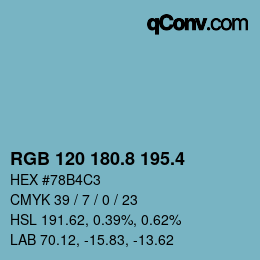 カラーコード: RGB 120 180.8 195.4 | qconv.com