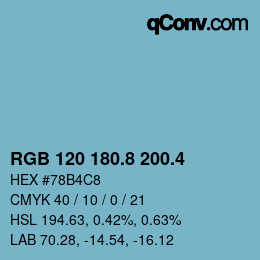 カラーコード: RGB 120 180.8 200.4 | qconv.com