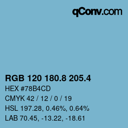 カラーコード: RGB 120 180.8 205.4 | qconv.com