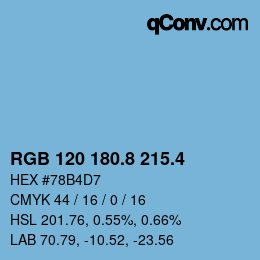 カラーコード: RGB 120 180.8 215.4 | qconv.com