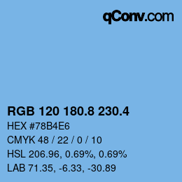 カラーコード: RGB 120 180.8 230.4 | qconv.com