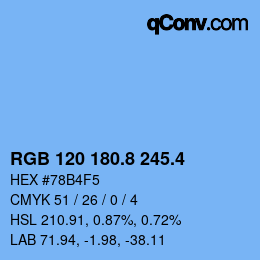 カラーコード: RGB 120 180.8 245.4 | qconv.com