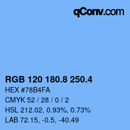 カラーコード: RGB 120 180.8 250.4 | qconv.com