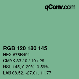 カラーコード: RGB 120 180 145 | qconv.com