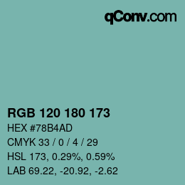 Color code: RGB 120 180 173 | qconv.com