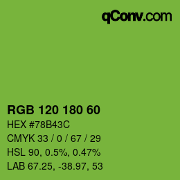 Color code: RGB 120 180 60 | qconv.com