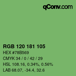 颜色代码: RGB 120 181 105 | qconv.com