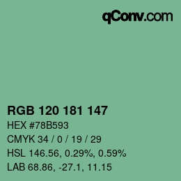 Farbcode: RGB 120 181 147 | qconv.com
