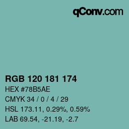 Color code: RGB 120 181 174 | qconv.com